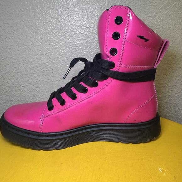 Dr Martens Hot Pink Mix Lamper Boots High Top Women's US 7 Patent Leather Docs - Picture 14 of 16